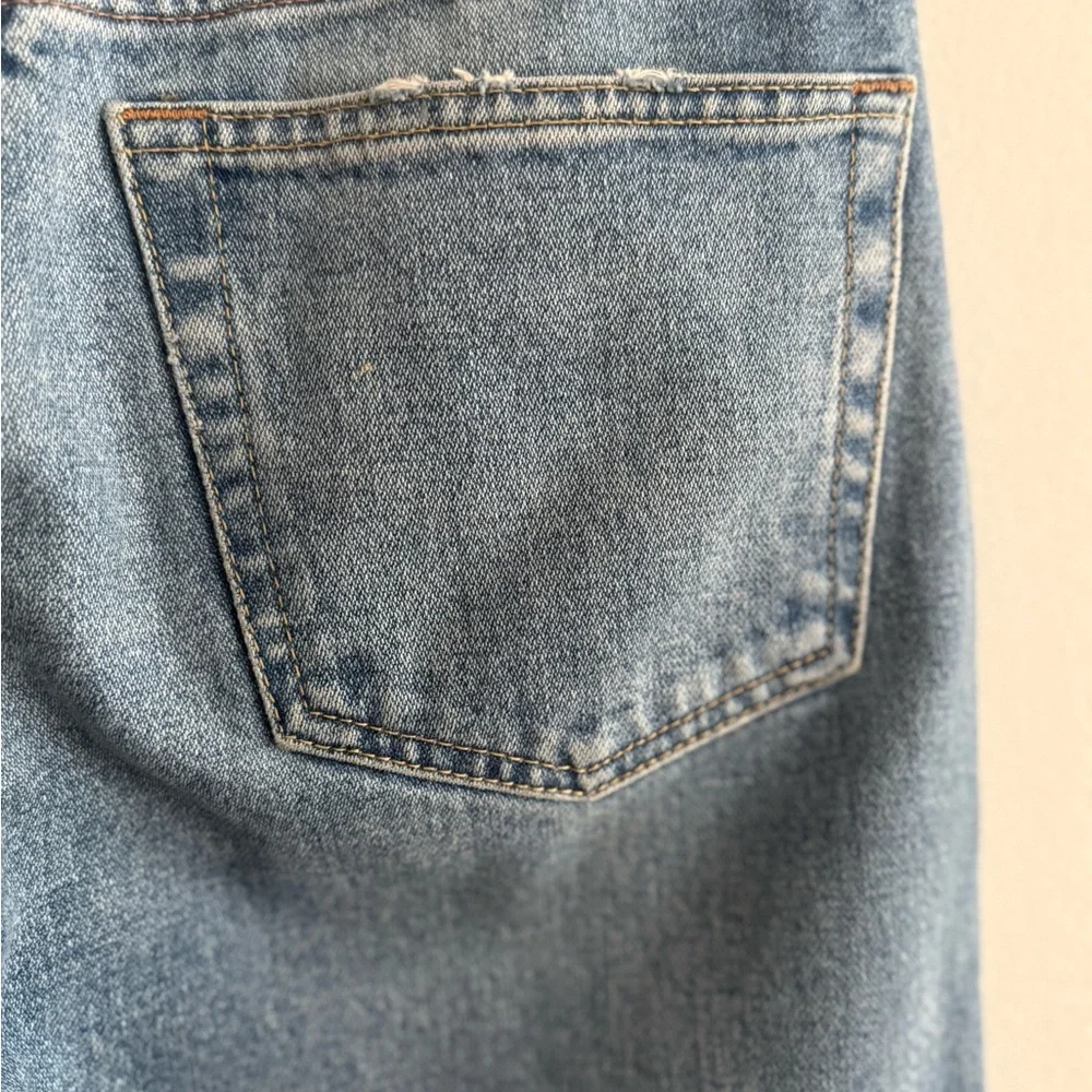 RE/DONE 90s High Rise Straight Jeans Distressed Knee Vintage Wash Denim Size 27 - Picture 6 of 13